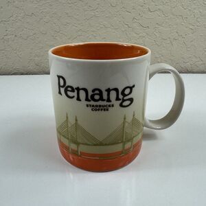 Starbucks Penang Bridge Skyline Global Icon Series Coffee Cup Mug 16oz Orange